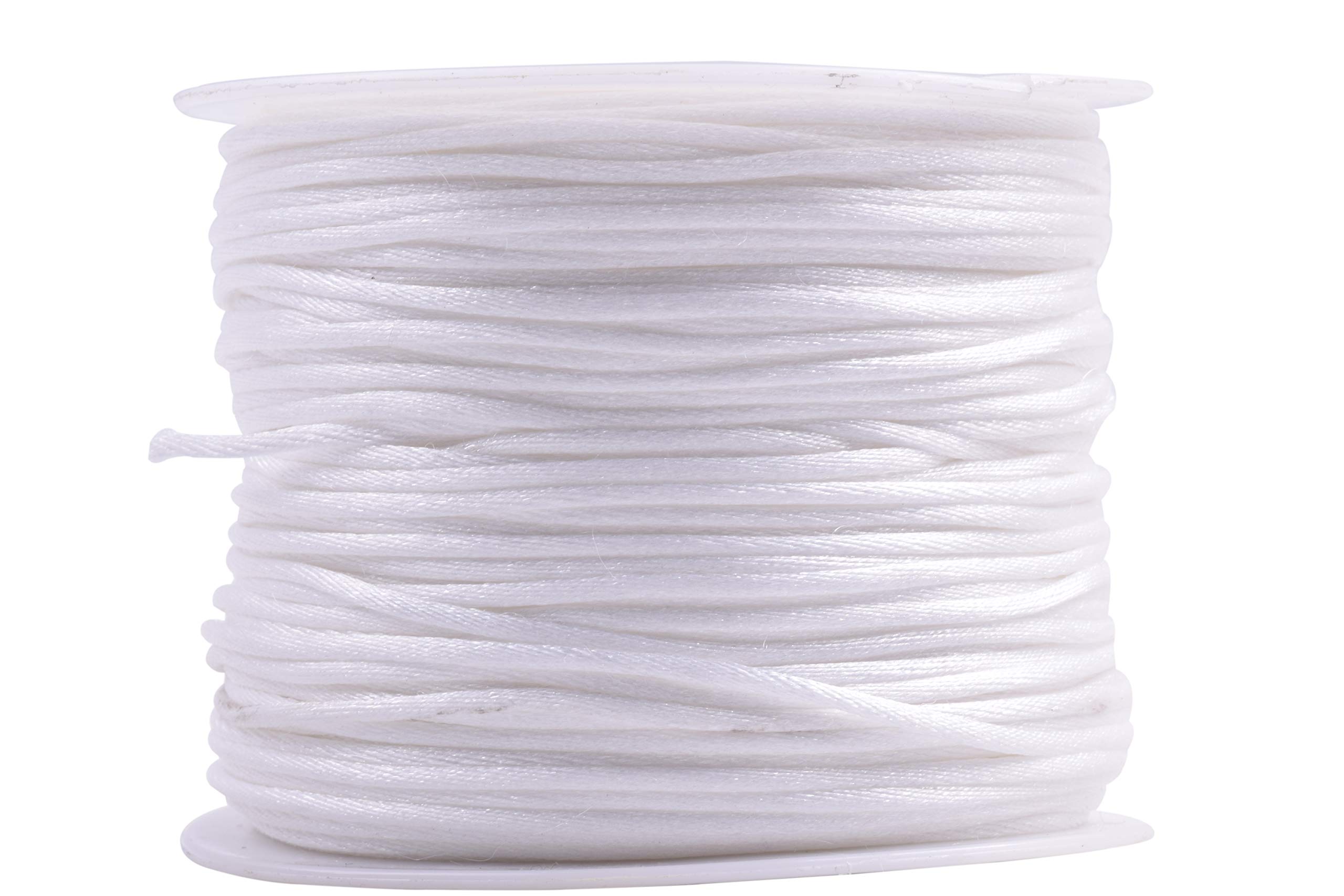 Fil en satin de soie blanc cordon 1.5mm pour macramé et perlage
