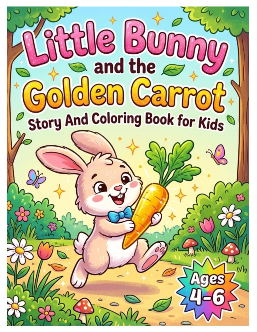 Little Bunny and the Golden Carrot Story And Coloring Book for Kids Ages 4-6: Fun Coloring Story About a Brave Bunny Searching for a Magical Golden Carrot