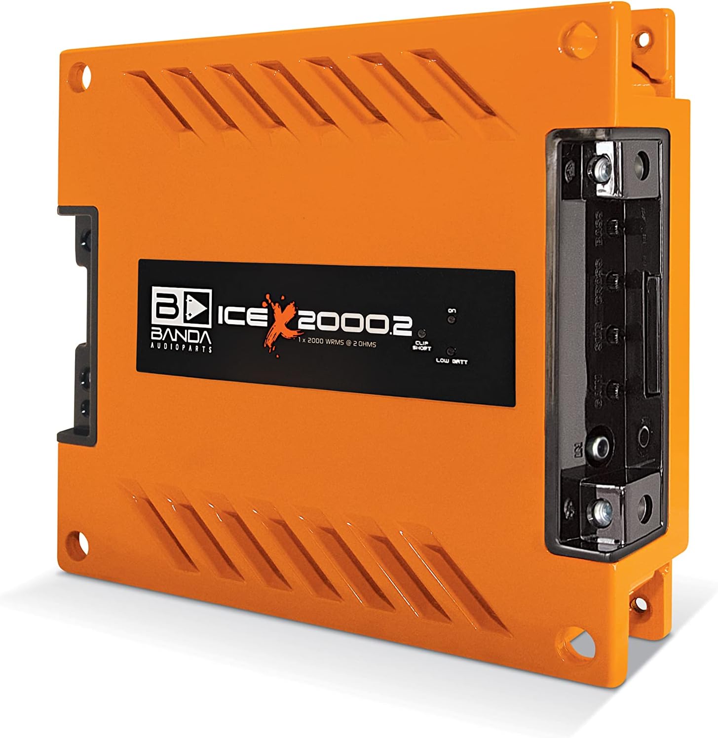 1-Ch. Vehicle Audio Bass Amplifier - 2000WRMS High-Powered Mono Bass Amp w/Subsonic Filter and Low Pass Filter Stable at 2 ohms, LED Indicators, Sound Specialization, Orange - BANDA ICEX2000.2ORANGE