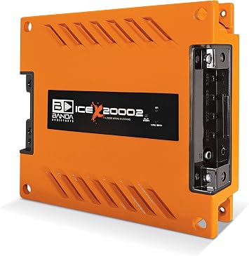 1-Ch. Vehicle Audio Bass Amplifier - 2000WRMS High-Powered Mono Bass Amp w/Subsonic Filter and Low Pass Filter Stable at 2 ohms, LED Indicators, Sound Specialization, Orange - BANDA ICEX2000.2ORANGE