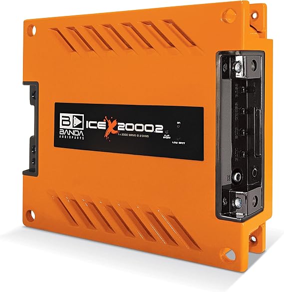 1-Ch. Vehicle Audio Bass Amplifier - 2000WRMS High-Powered Mono Bass Amp w/Subsonic Filter and Low Pass Filter Stable at 2 ohms, LED Indicators, Sound Specialization, Orange - BANDA ICEX2000.2ORANGE