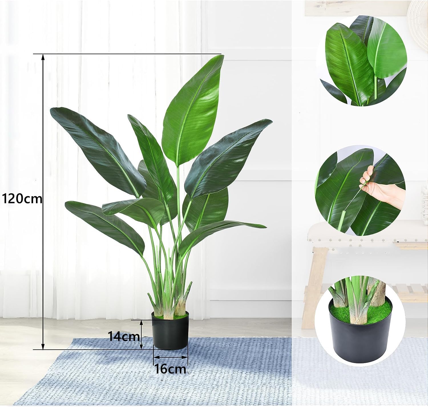 Amazon｜観葉植物 大型 人工 120cm 超リアル フェイクグリーン 人工
