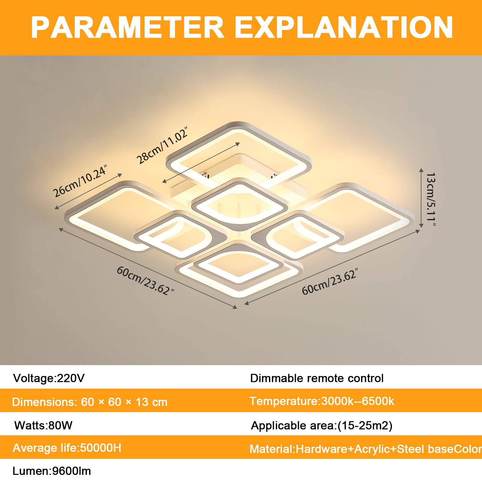Comely Plafoniera LED Moderna, 80W Lampada da Soffitto, Lampadario LED Soffitto Dimmerabile con Telecomando e Controllo APP 8000LM 3500K - 6500K per Soggiorno, Camera da Letto, Sala da Pranzo