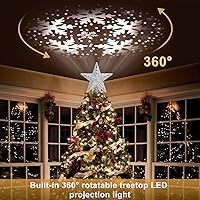 Vista 29 de Decoración para árbol de Navidad iluminada con 6 patrones proyectados, estrella de Navidad con luces giratorias LED integradas, proyector