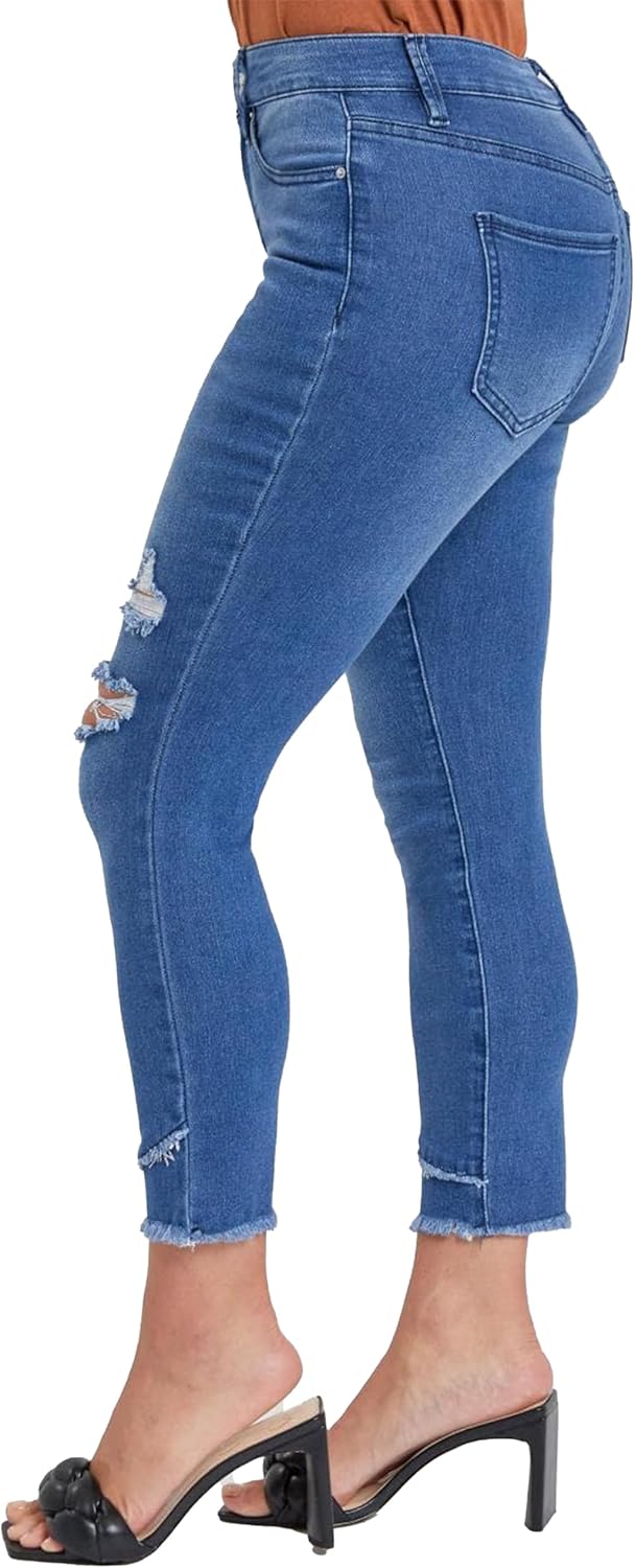 Royalty for Me Womens Royalty for Me Women's Petite Skinny High Rise Ankle Jean with Slanted Double Frayed Hem Sustainable - Image 2