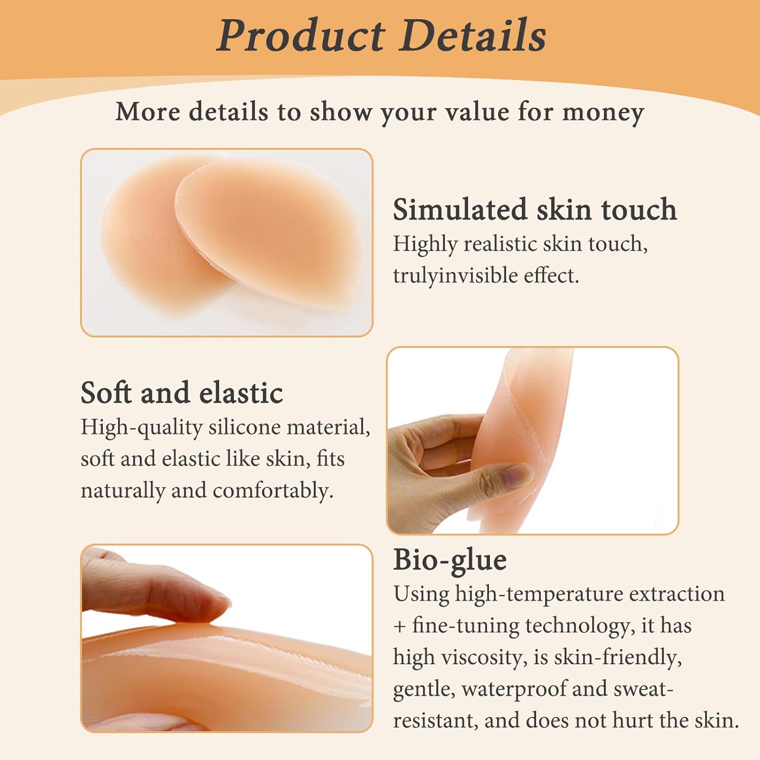 Silicone Hip Pads,Hip Dip Pads Adhesive for Women Reusable Butt Lift Enhancer Pad for Crossdressers Underwear Brown - Image 5