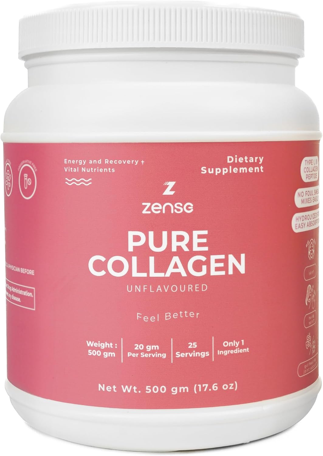 Hydrolyzed Collagen Powder for Women & Men – Organic Type I & III Bovine Collagen Peptides, High Protein – For Bone Strength, Joint Support, Healthy Hair & Glowing Skin - Colágeno Hidrolizado (500 g)