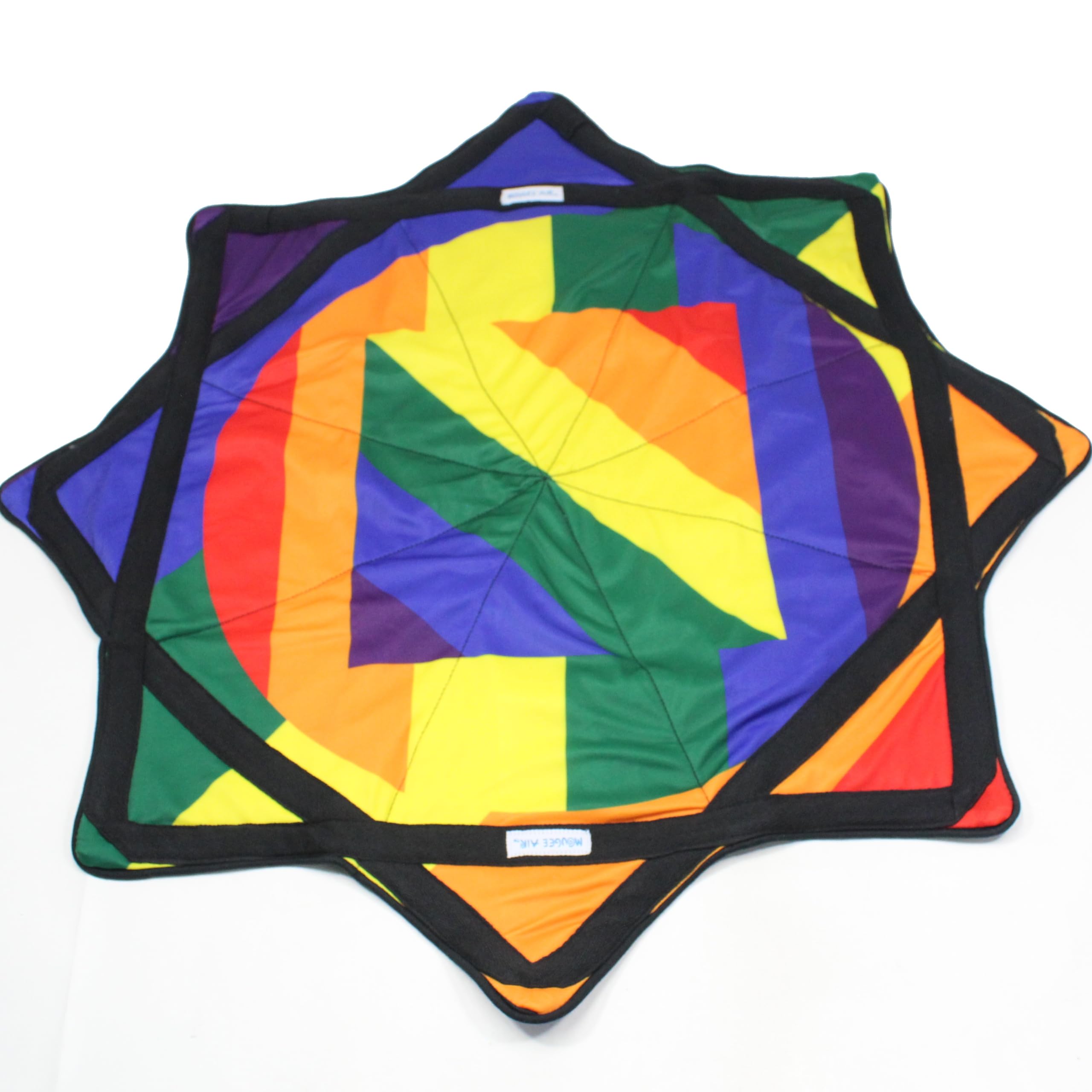 Mougee (moo-JEE) - Air Flow Star - for Beginners & Advanced - Fun & Challenging - Double Stitched Flow Toy - Vibrant Colors & Patterns Durable - 28” Diameter - Rainbow Stripe