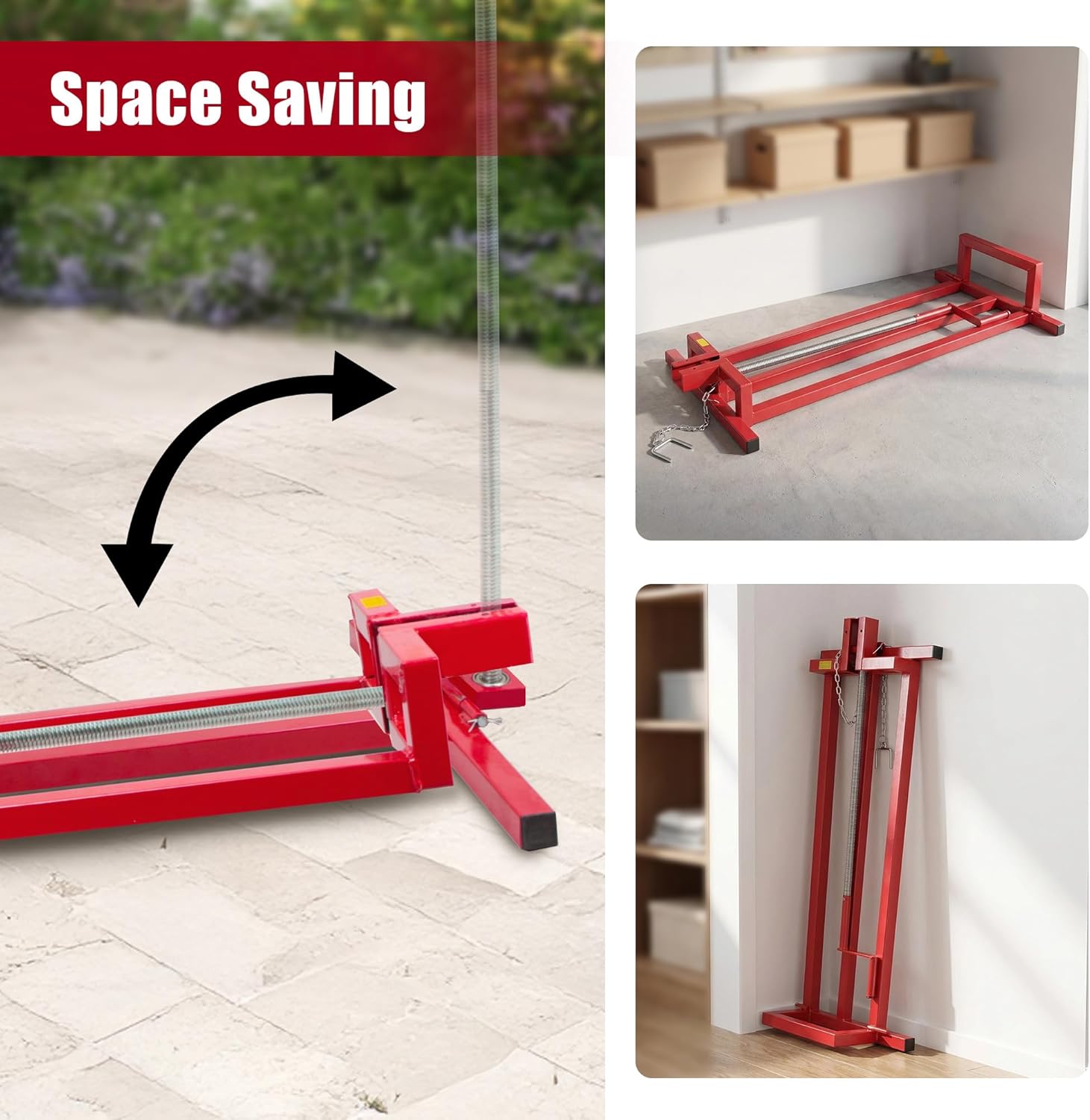 Lawn Mower Lift Jack -Lifting Platform 880 Lbs Capacity for Garden Tractors and Lawn Mowers with Manual Handle & Power Tool Extension Handle (Red)