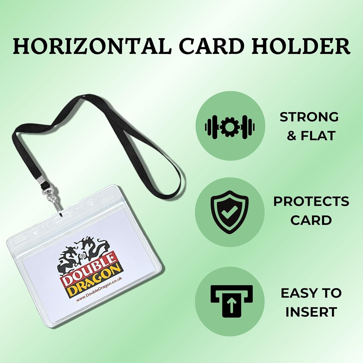 Double Dragon Premium Transparent ID Card Holder, Horizontal, Pack of 100