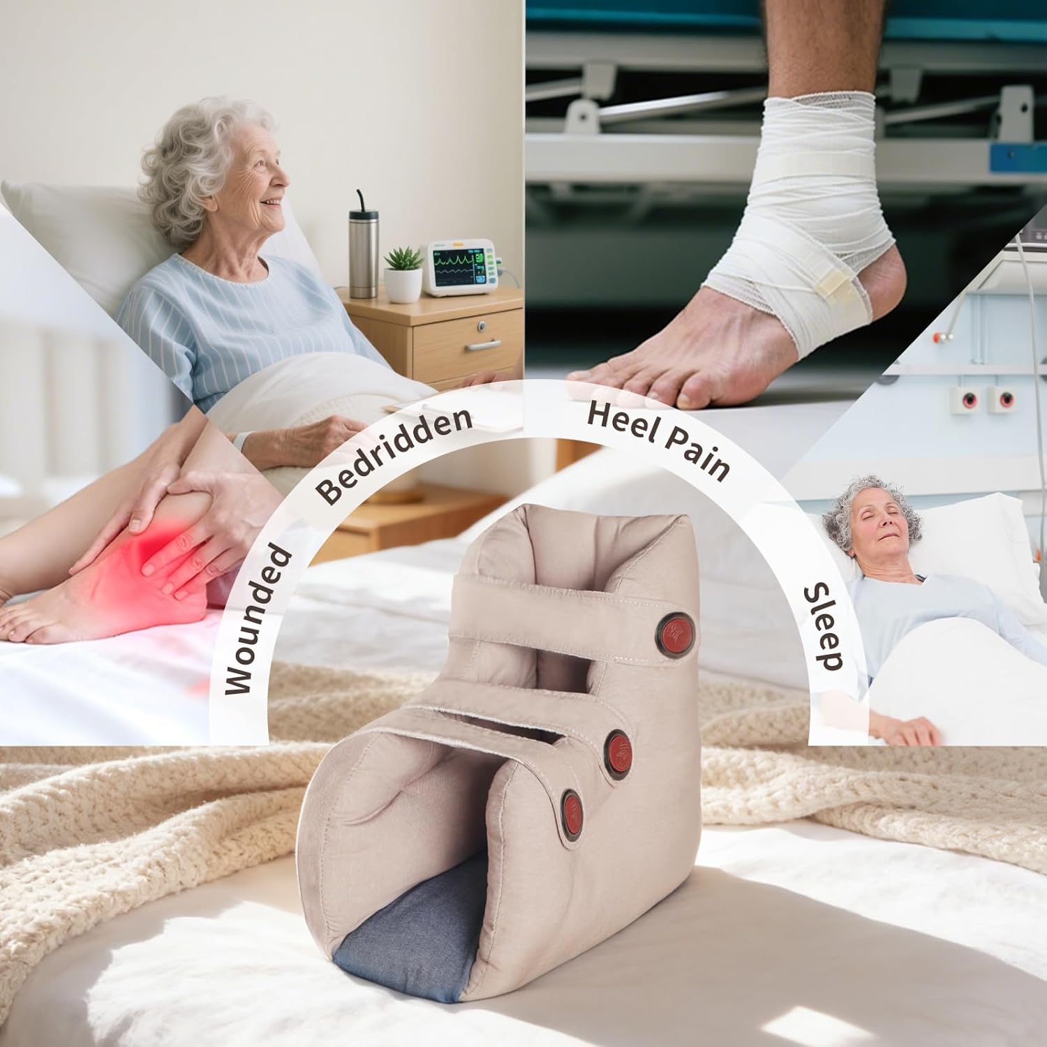 EZ Assistive Dial-Lace Heel Protector Remove Pressure and Bedsores, Heel Protectors for Pressure Sores for Heel Protection