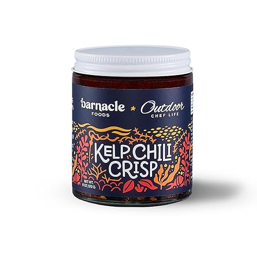 Barnacle Foods Kelp Chili Crisp, 6 oz. - Especias medianas - Hecho en Alaska - Chili crujiente y sabroso crujiente con cebolla, ajo y chiles de