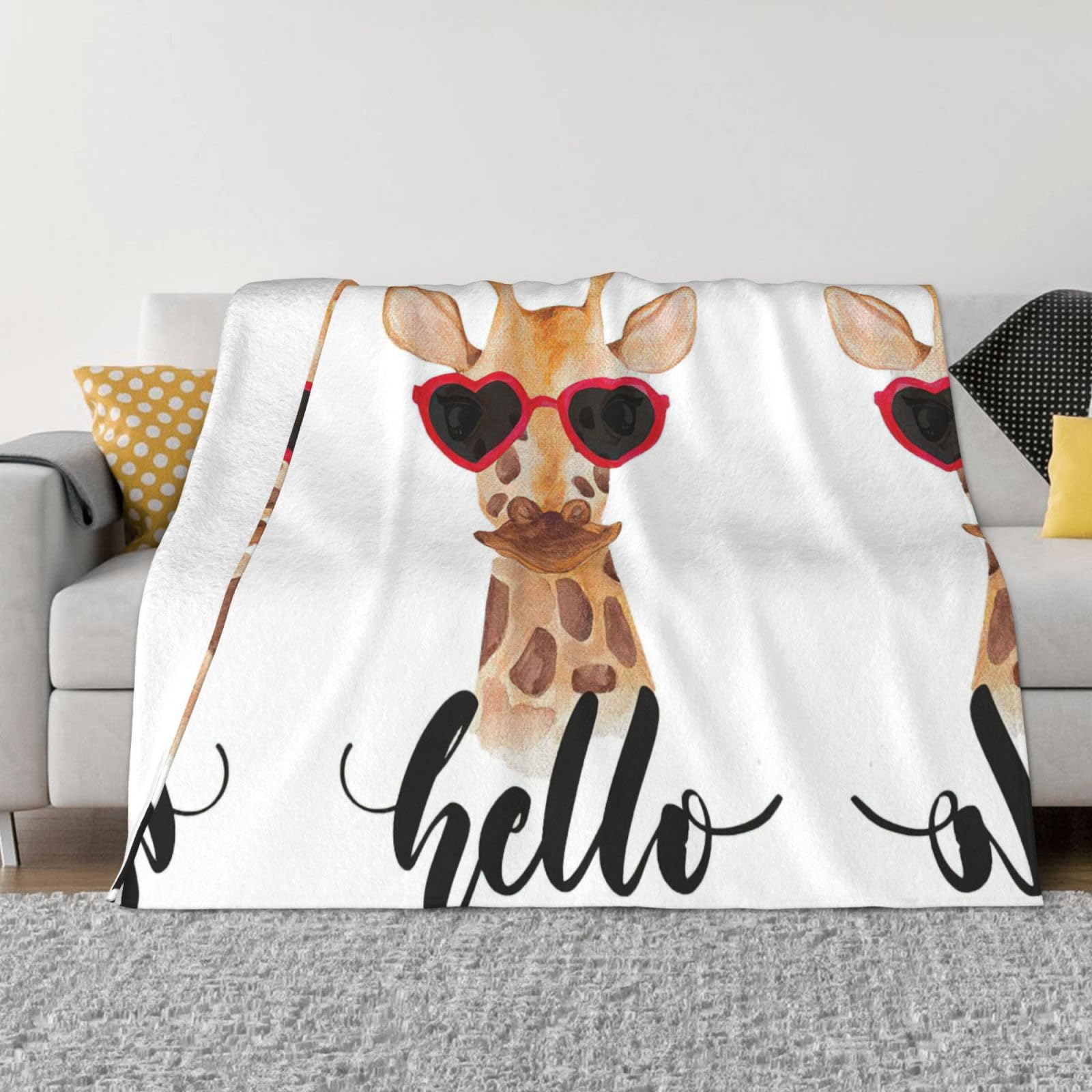Couverture micro-polaire douce girafe plaid lit flanelle chaude 2 tailles