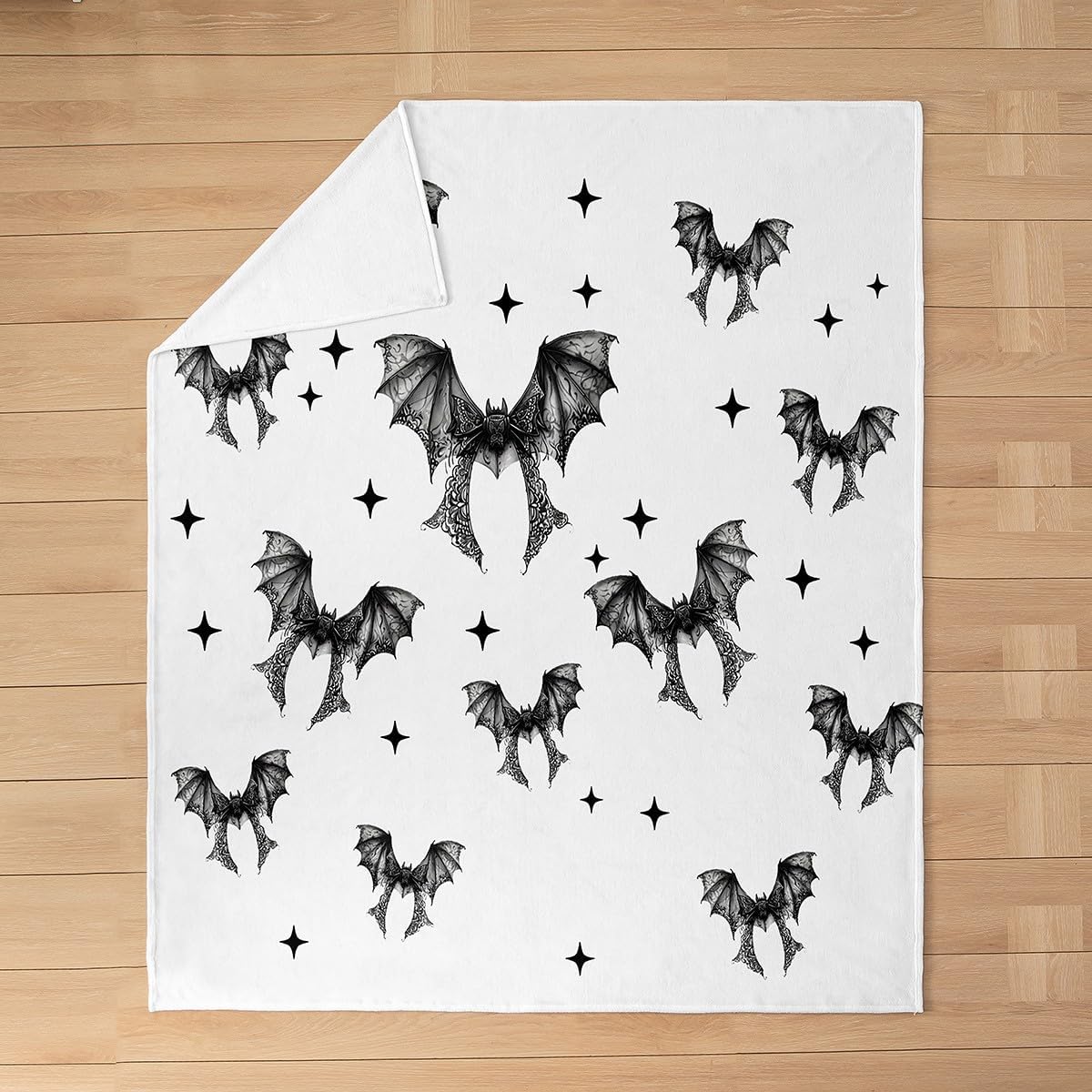 jejeloiu Bat Bow Flannel Fleece Blanket Baby 30"x40" Kids Black White Plush Throw Blanket for Boys Girls Teens Halloween Theme,All Season for Bed Sofa Couch Breathable Bowknot
