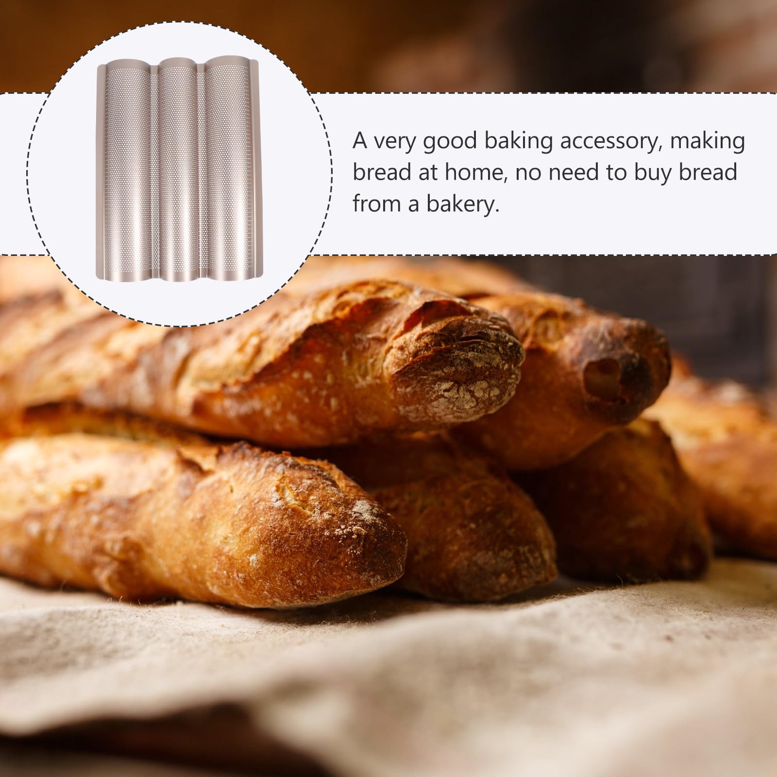 Goldfarbenes Dreischlitziges Antihaft Backblech aus Hochtemperaturbeständigem Material Baguette Backform für Brot Einfach zu Entformen und Reinigen Backzubehör für Küche Haus