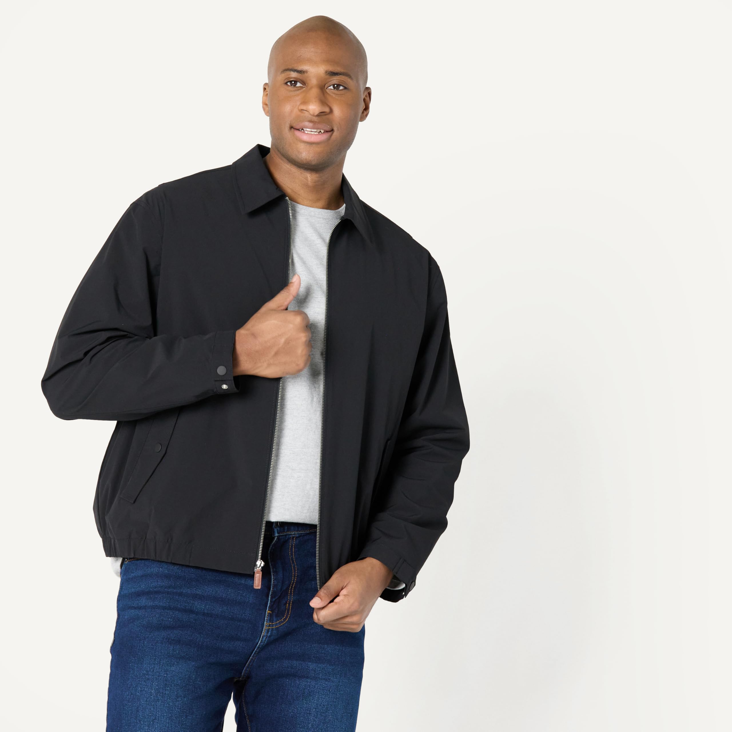 Amazon Essentials Hombre Chaqueta Bomber Elástica, Ligera y Holgada con Cremallera