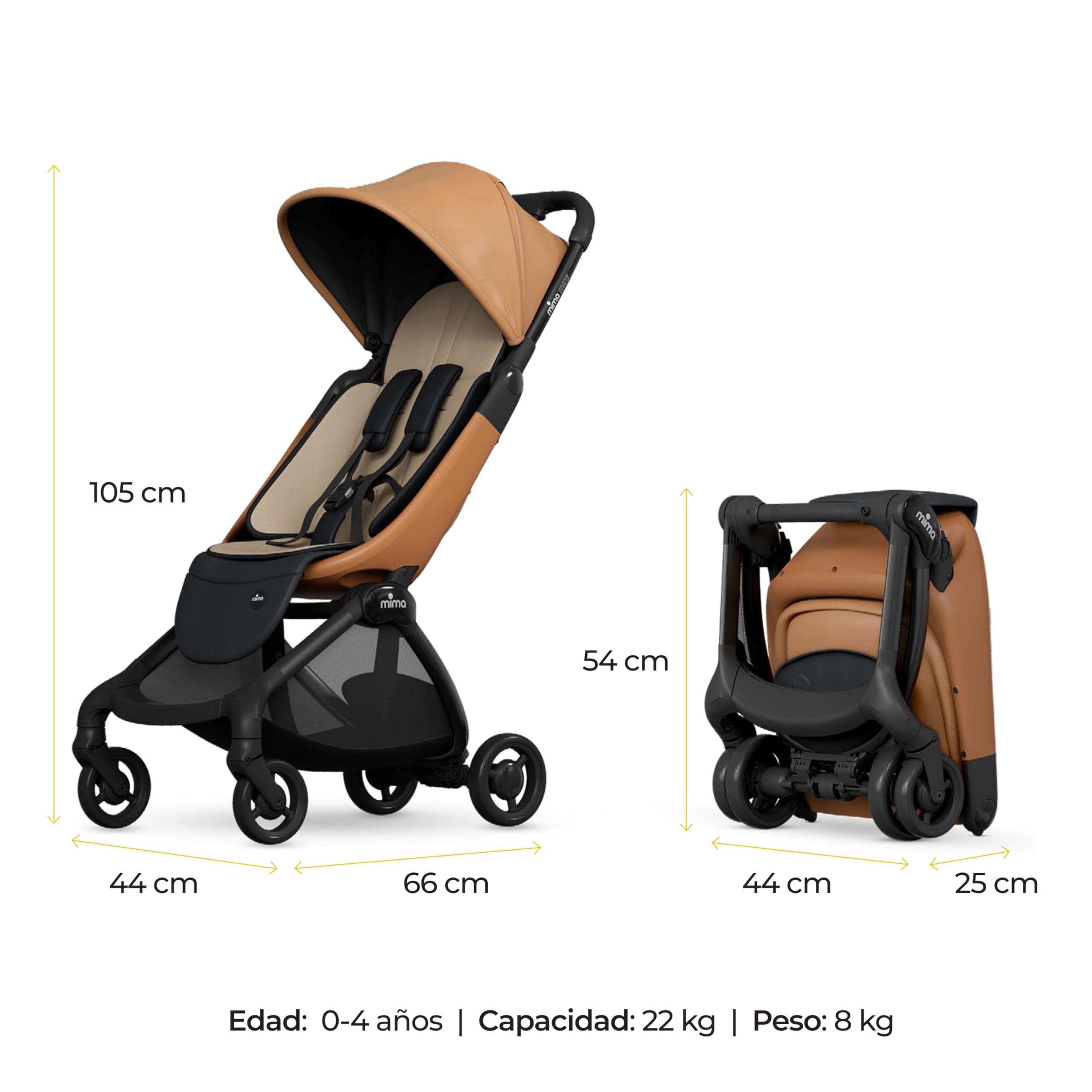 Mima Miro Silla de Paseo Compacta de Viaje, Cochecito Bebé Ligero Plegable con Una Mano, Arnés Magnético de 5 Puntos, Capota UPF 50+ Extensible y Cojín Reversible - Desde Recién Nacido
