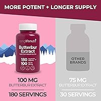 Vista 3 de LongLifeNutri Extracto de petasita de mantequilla de 100 mg - Extracto de raíz de Petasites Hybridus, 180 cápsulas vegetarianas, suministro para 6
