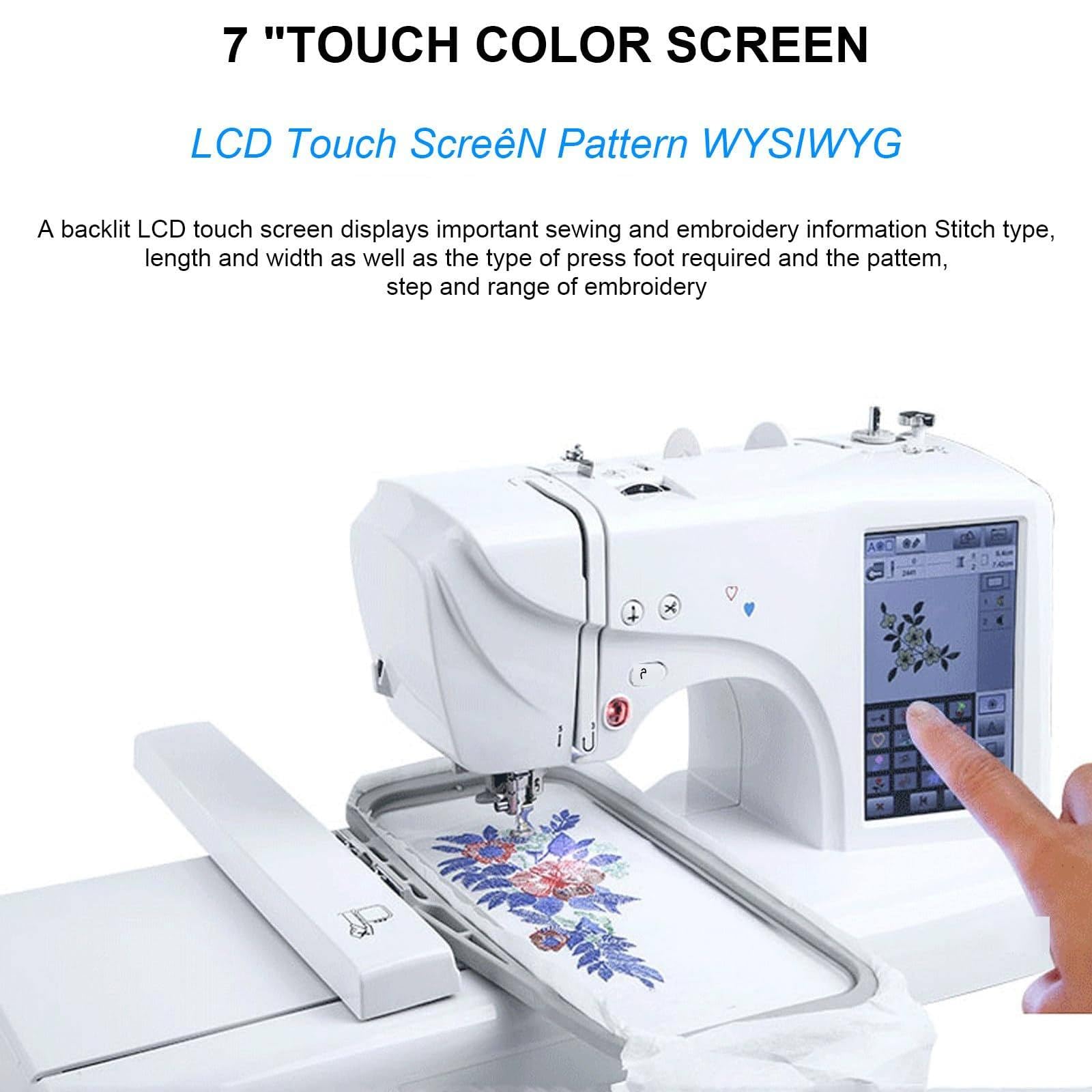 Macchina da cucire automatica con area di ricamo da 4" x 9,2" e macchina da ricamo elettrica con touch screen LCD, 210 lettere integrate e 30 bordi con motivo
