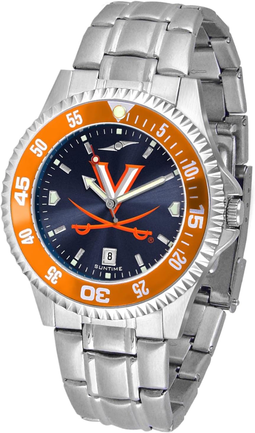SunTime Men's Virginia Cavaliers with 20mm Stainless Steel Band - AC Color Bezel