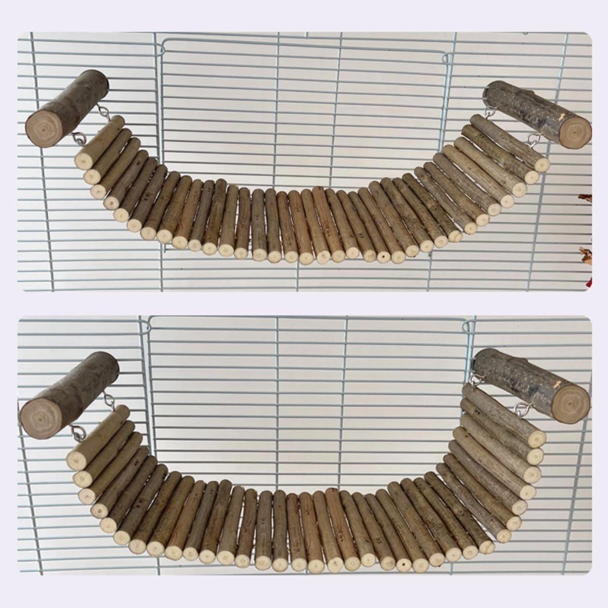 Rabbit Wooden Ladder Bridge Platform Toy, Chinchilla Suspension Bridge, Small Animal Climbing Toys for Chinchilla Hamsters Sugar Glider Squirrel Gerbils Rat Bunny and Other Small Animals
