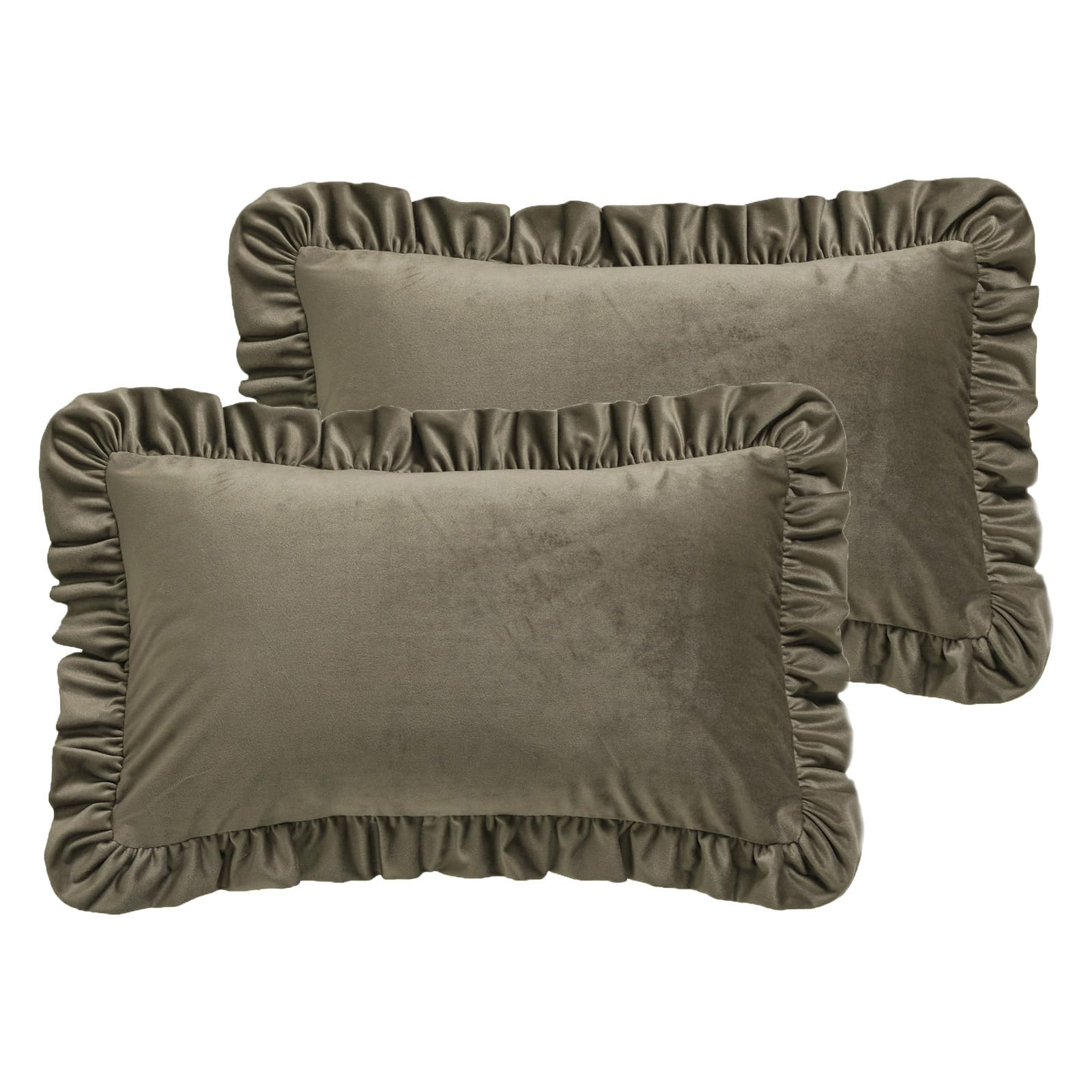 patdrea Vintage Tea Brown?Velvet Throw Pillow Covers,Set of 2,12"x20" | French Lumbar Pillow Case with Zipper,Elegant Solid Hue,Decorative Pillow Cover for Couch Living Room Bedroom