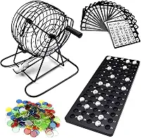 Genérico Jogo de Bingo Loto, Globo de Metal, Tabuleiro Semi Profissional para 18 Jogadores, Idade Mínima 60 Anos