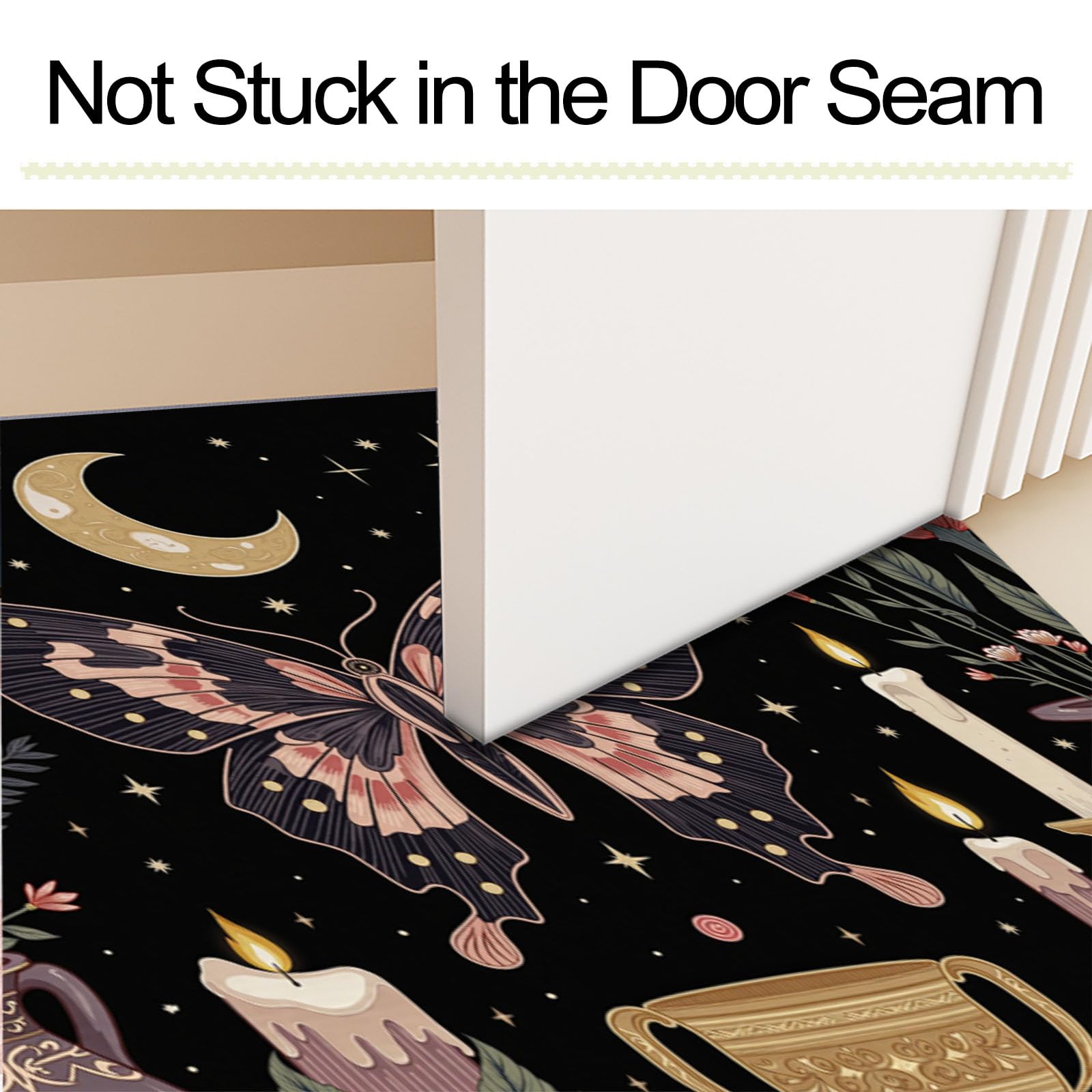 Paillasson de intérieur Antidérapant, Tapis de Thème Espace Cosmos, Tapis Salle de Bain Flanelle Douce, Absorbant l'eau, pour Cuisine (Dessin Animé Étoile Planète, 80x120cm