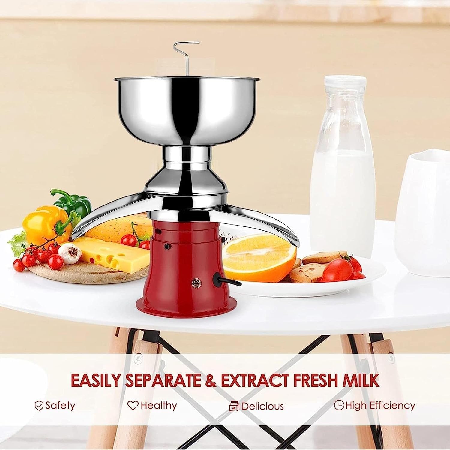 Dairy Professional Whipped Cream Dispenser Milk Centrifugal Separator, Stainless Steel Separate Machine, 50L/ H Electric Cream Separator, for Turning Raw or Whole Milk Into Cream and Skim Milk