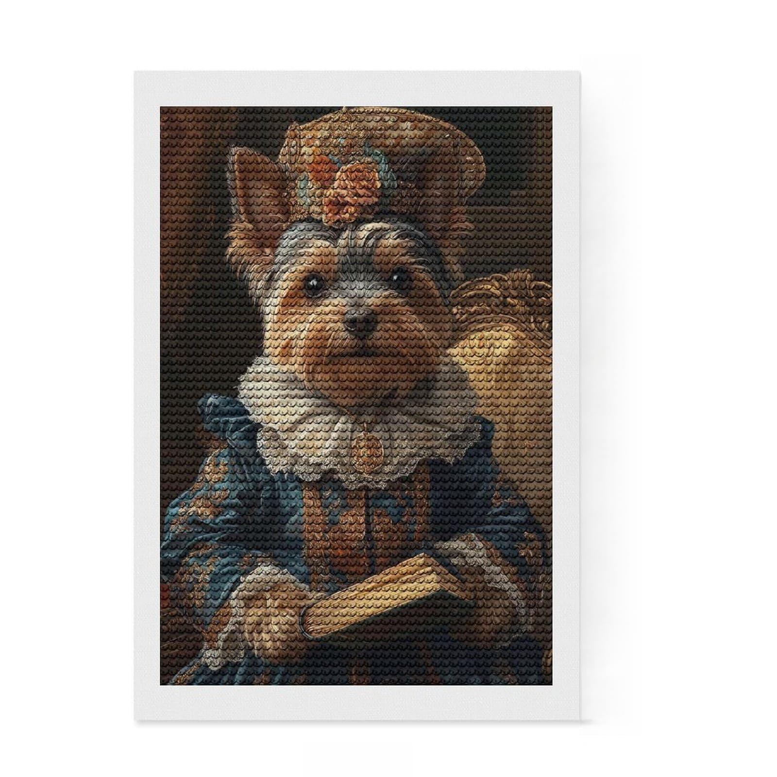 Junmoney Yorkshire Terrier Renaissance Duchess Vintage Dog Painting Diamond Art Canvas 8"x12", for Women, Sparkling Round Gems, Gift Idea, Boho Decor, Satisfying Creative Project