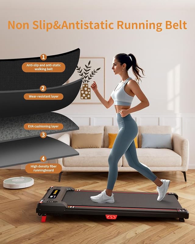 Walking Pad Treadmill, Anylife Incline Walking Pads Under Desk 330lb Capacity, 2.5HP Portable Treadmills for Home, Compact Treadmill Small Running Pad with LED Display, Remote Control image 6
