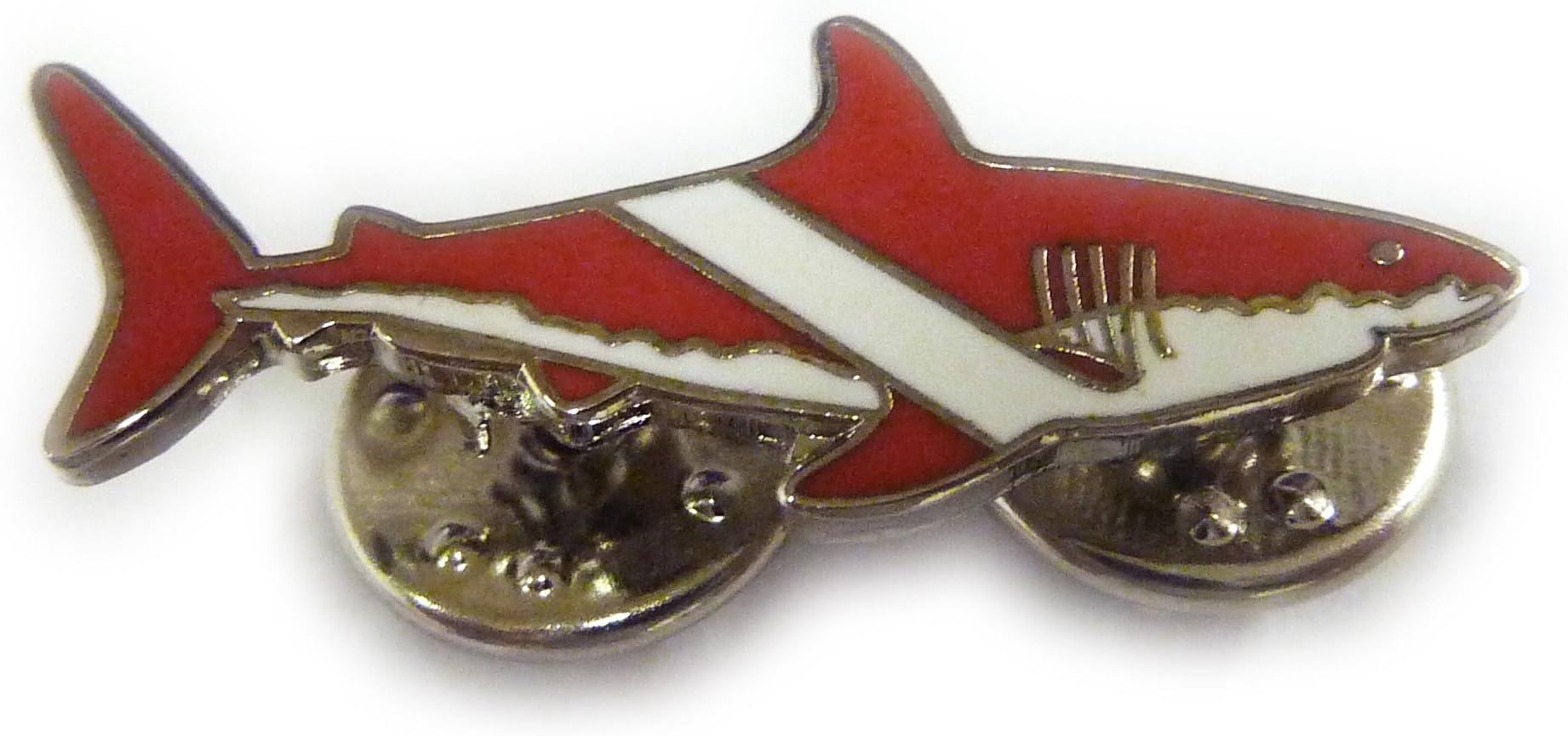 Scuba Diving Diver Flag Great White Shark Lapel Pin