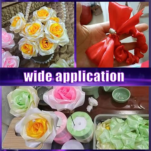 Miniatura 7 de Swpeet 10 rollos de 10 colores de 25 pulgadas x 25 yardas, de una sola cara, tela de cinta de satén, cinta de satén para envolver regalos,