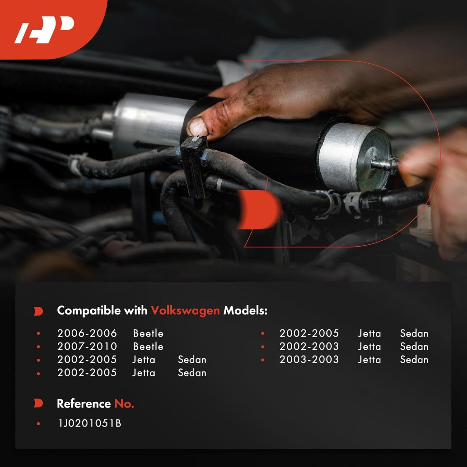 A-Premium Fuel Filter Compatible with Volkswagen Jetta 2002-2005, Beetle 2006-2010, 1.8L 2.0L 2.5L 2.8L