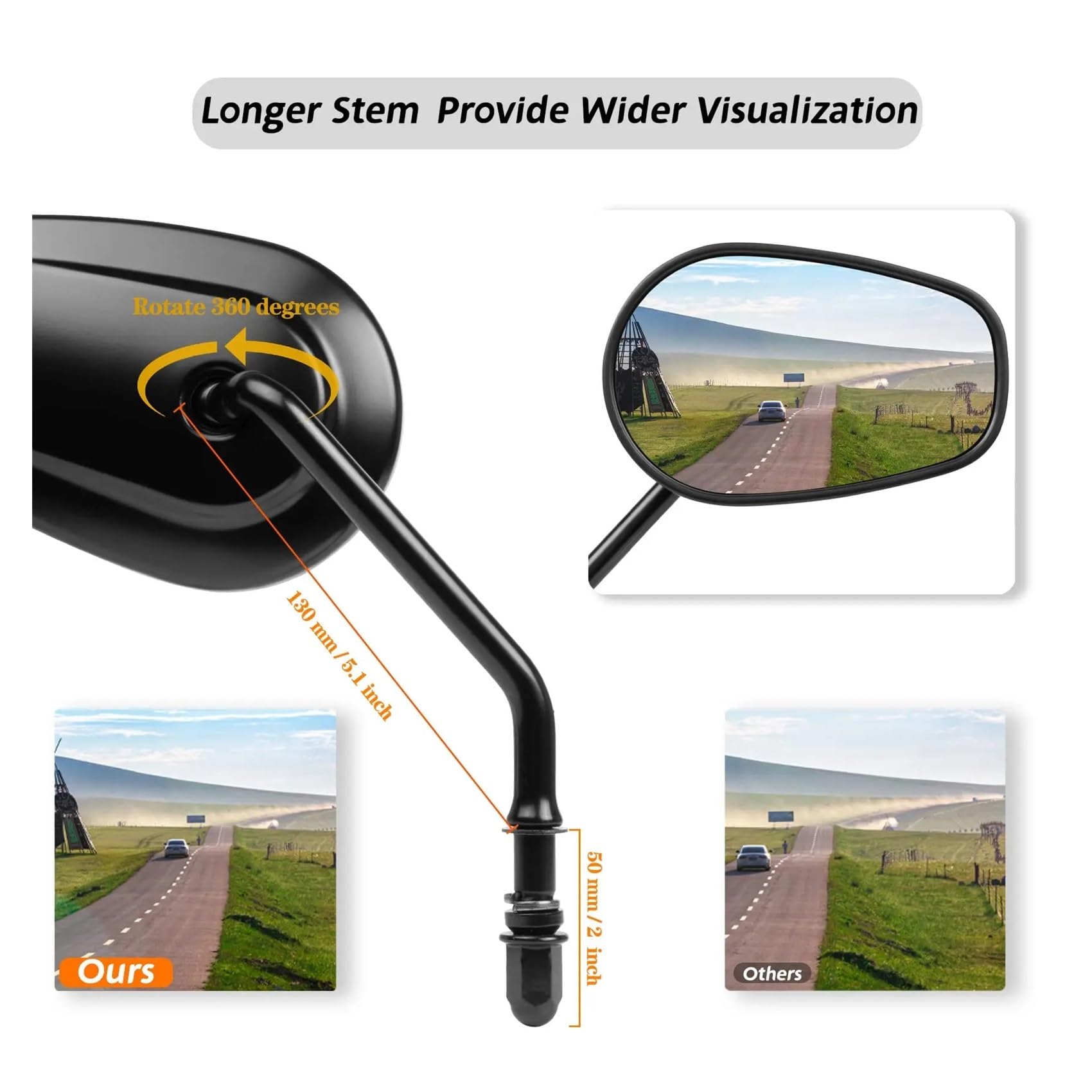 Motorcycle Mirrors Rétroviseurs Latéraux De Moto 8 Mm pour Ha&rley Softail Dyna Sportster XL 883 1200 Touring Road King Street Glide CVO FXDB FXDF
