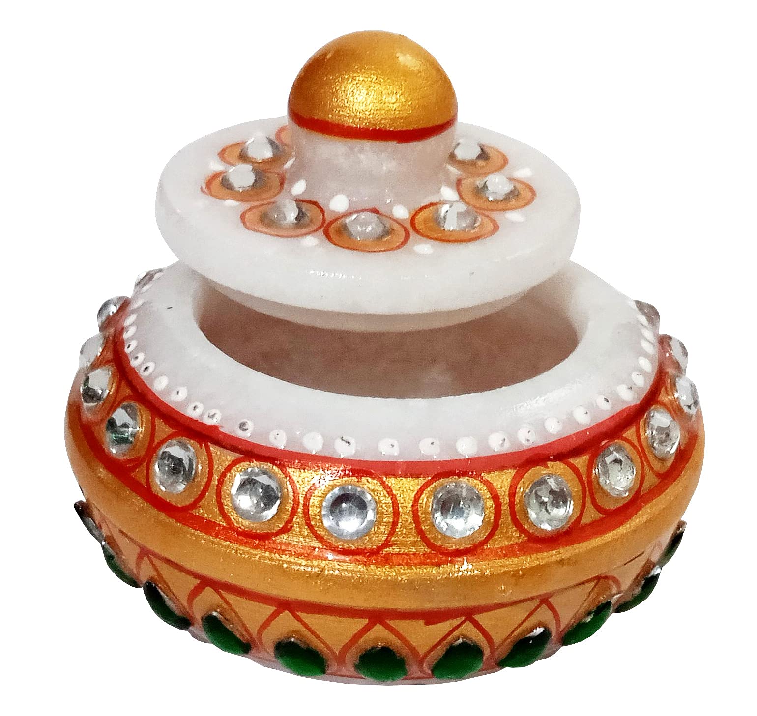 Purpledip Marble Decorative Box: Small Box For Sindoor/Kumkum, Prasadam, Or Rings, Small Jewelery Items, Use as Ring Proposal Box (12352) - Image 5 thumbnail