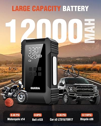 Miniatura 4 de Compresor de aire portátil para inflador de neumáticos NW08 para vehículos pesados, bomba de aire inalámbrica de doble cilindro para neumáticos de