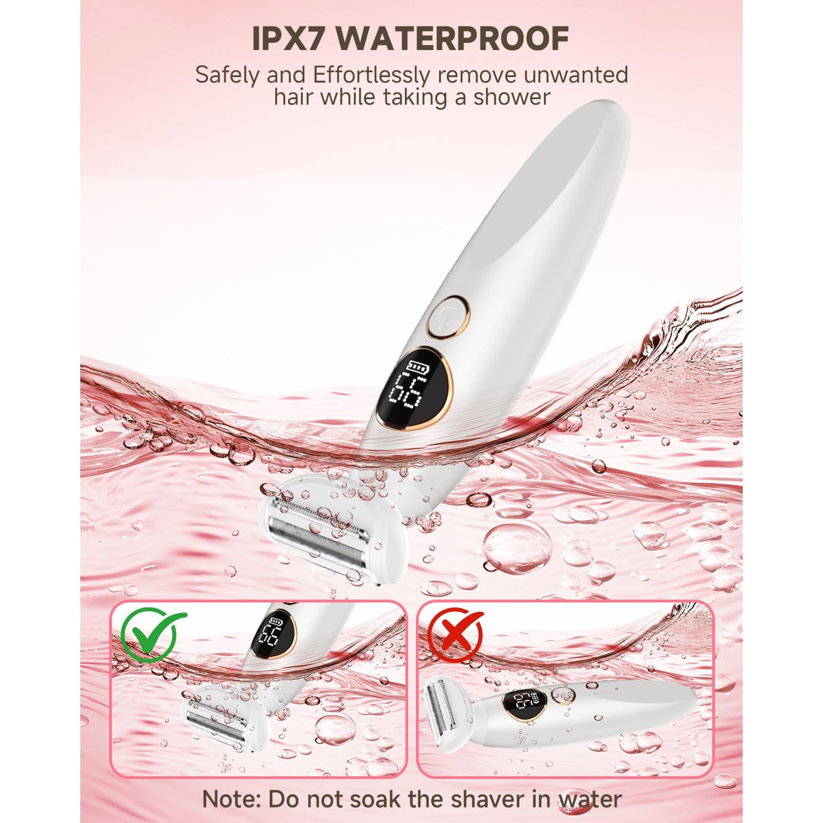 Rasoir Elios Femme 5 En 1, Multifonction Wet&Dry Rasoir Femme Electrique, Tondeuse Bikini 5 En 1 Étanche IPX7, Pour Bikini, Aisselles, Jambes, Nez