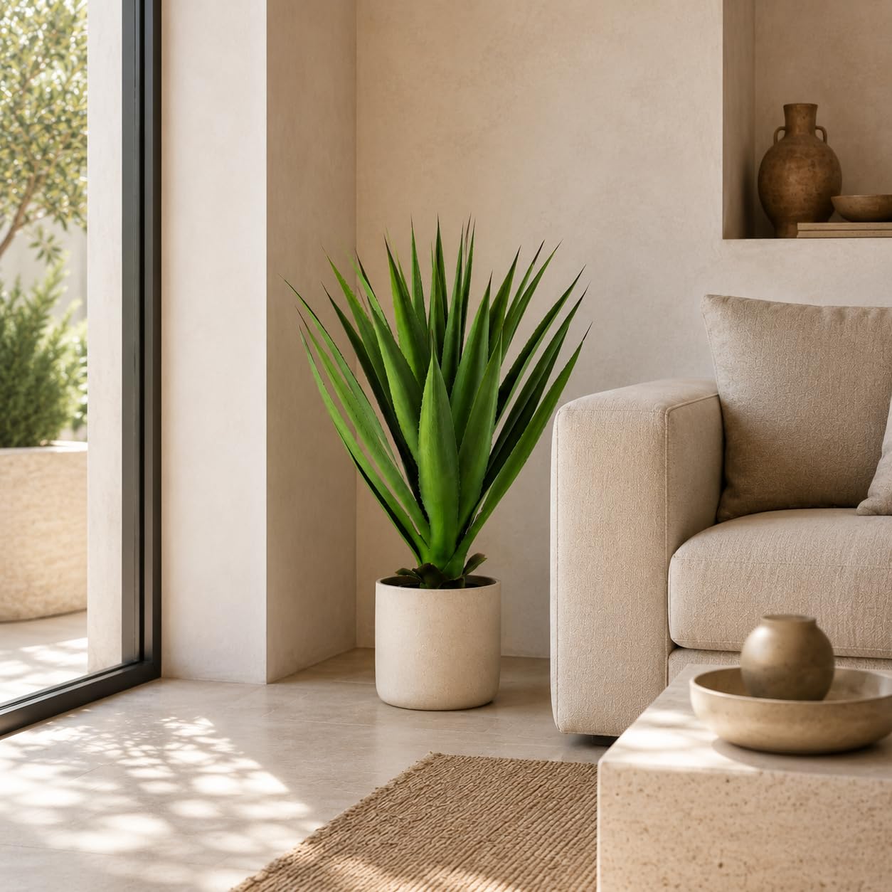 PASCH® Agave (75cm) - Kunstpflanzen groß | Künstliche Pflanzen wie echt | Kunstpalme | Künstliche Pflanzen groß | Künstliche Palmen | Artificial Plants | Große Kunstpflanzen im Topf | Fake Plant