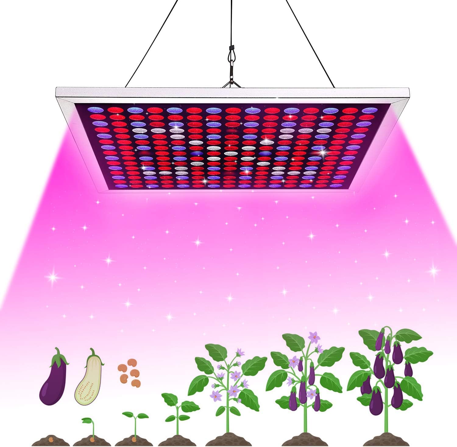 Led Grow Light for Indoor Plant, 45W LED Grow Light UV IR Full Spectrum LED Grow Bulb for Indoor Plants Hydroponic Greenhouse Succulents Seedling Flowers (225 LEDs)