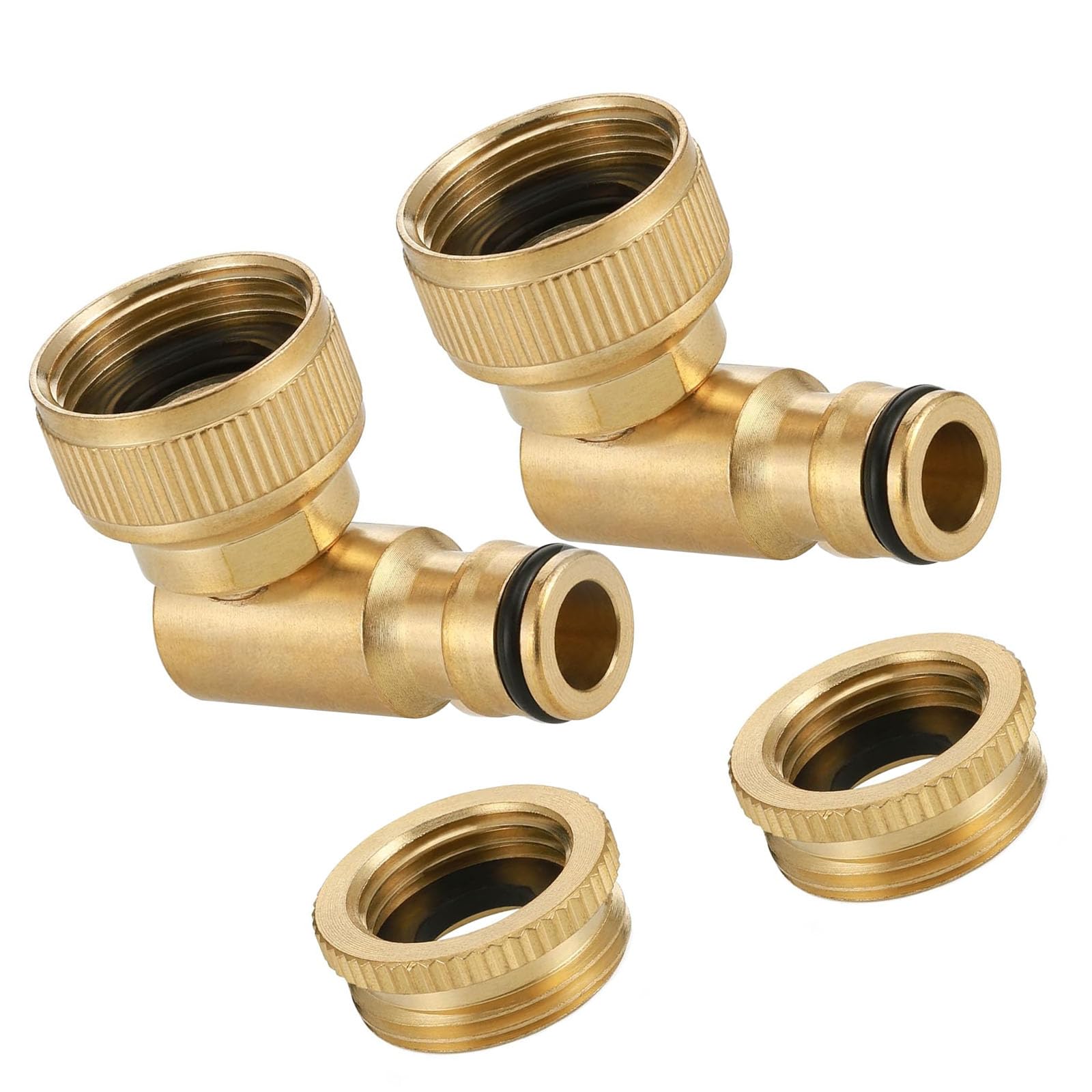 Carotoe Multicolor 2Pcs Brass 90 Degree Hose Tap Connectors For Garden Irrigation Tool Angled Elbow Practical Garden Tap Faucet Adapter Car Washing Hose Accessories