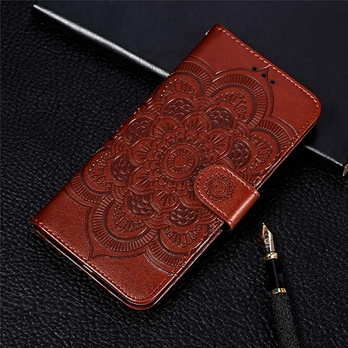 Miniatura 6 de LEECOCO - Funda para Moto G7 Power con diseño de mandala en relieve de piel sintética de lujo, cartera con tapa para cuaderno, soporte magnético,