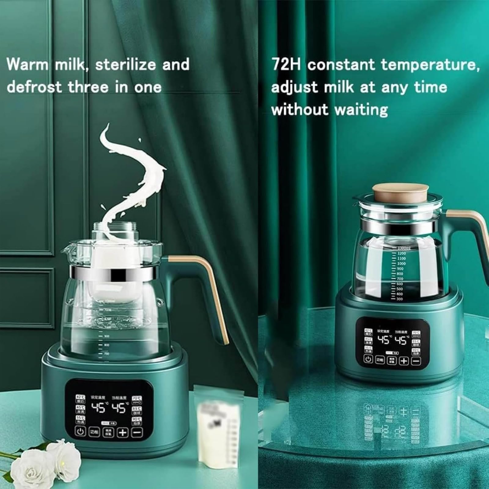 Glazen Waterkoker, 1,3L Intelligente Teiera Vetro