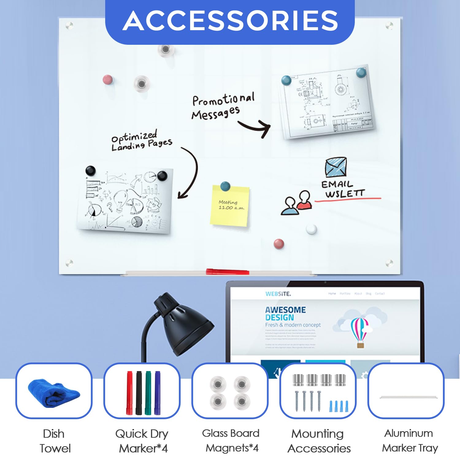 Pizarra Pared Pizarra De Borrado En Seco Con Soporte, Pizarra Blanca  Magnética De Doble Cara, 24 X 36 Pulgadas, Pizarra Blanca Portátil De  Altura Ajustable Con Marco De Aluminio Pizarra De Cristal Magnetica, image size:1500x1500