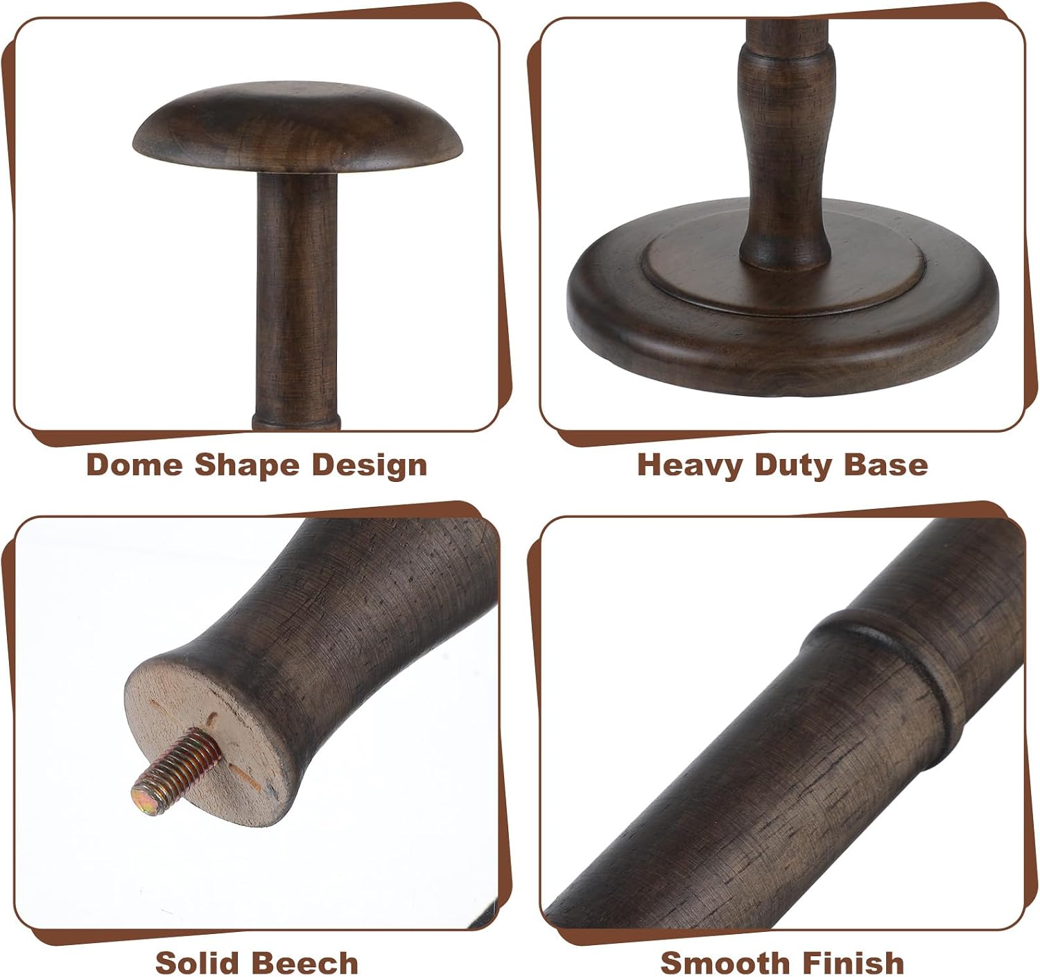 Vintage Style Hat Rack Stand, Rustic Brown Hats Display Stand Wood, Hats Rack Tabletop Cap Organizer and Display Racks, Freestanding Hat Stands for Caps and Wigs