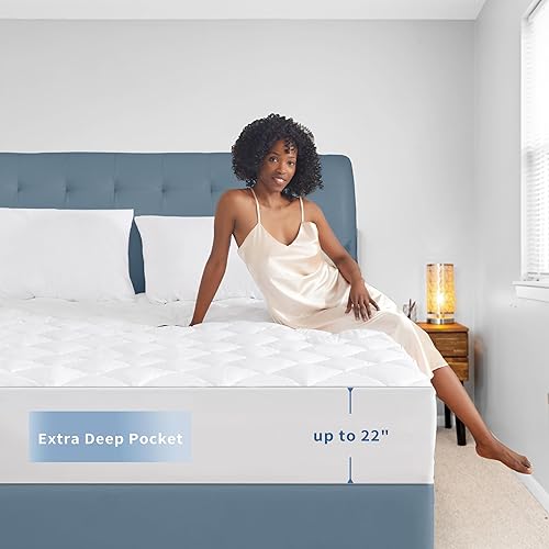 Miniatura 2 de Funda para colchón Sunflower tamaño King, funda de colchón de algodón hipoalergénica, protector de colchón acolchado tamaño King de bolsillo extra