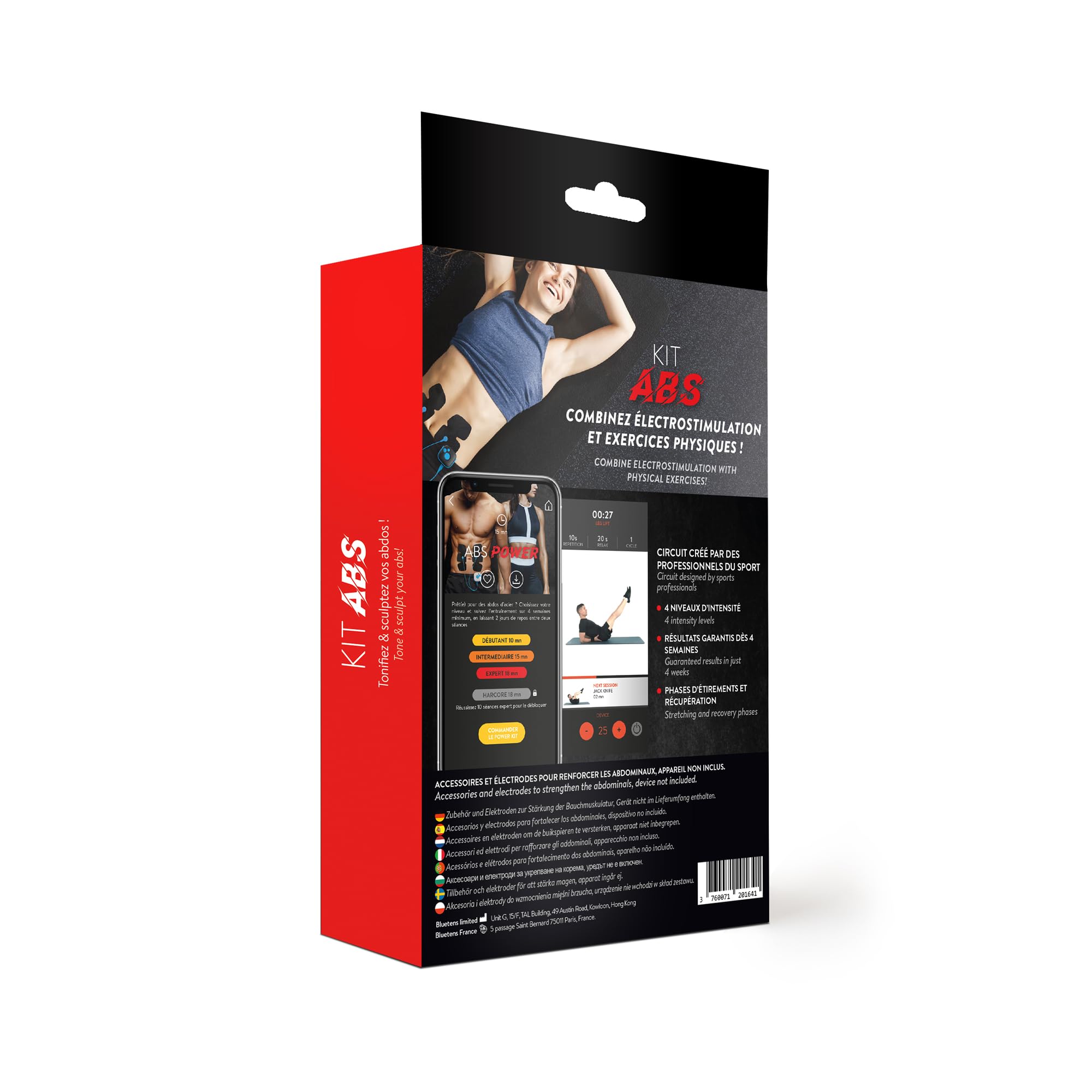Kit de Abdominales Bluetens: Clip para Electrodos Abdominales + Electrodos