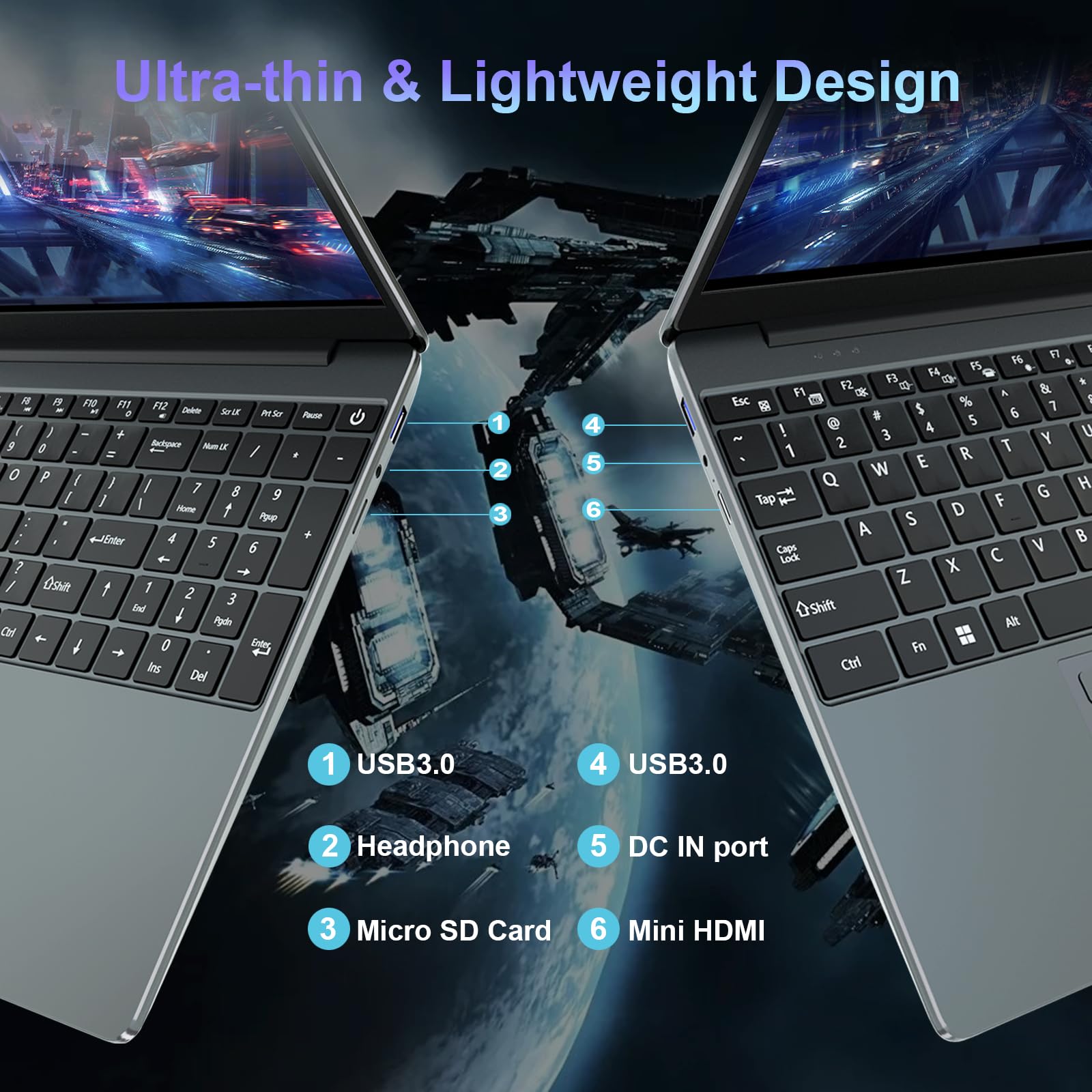PC portatile 15,6 pollici 16 GB RAM 512 GB SSD Celeron N5095, laptop FHD 1920 x 1080, WiFi Bluetooth, lettore di impronte digitali, laptop desktop per studio e lavoro, tastiera AZERTY con pellicola