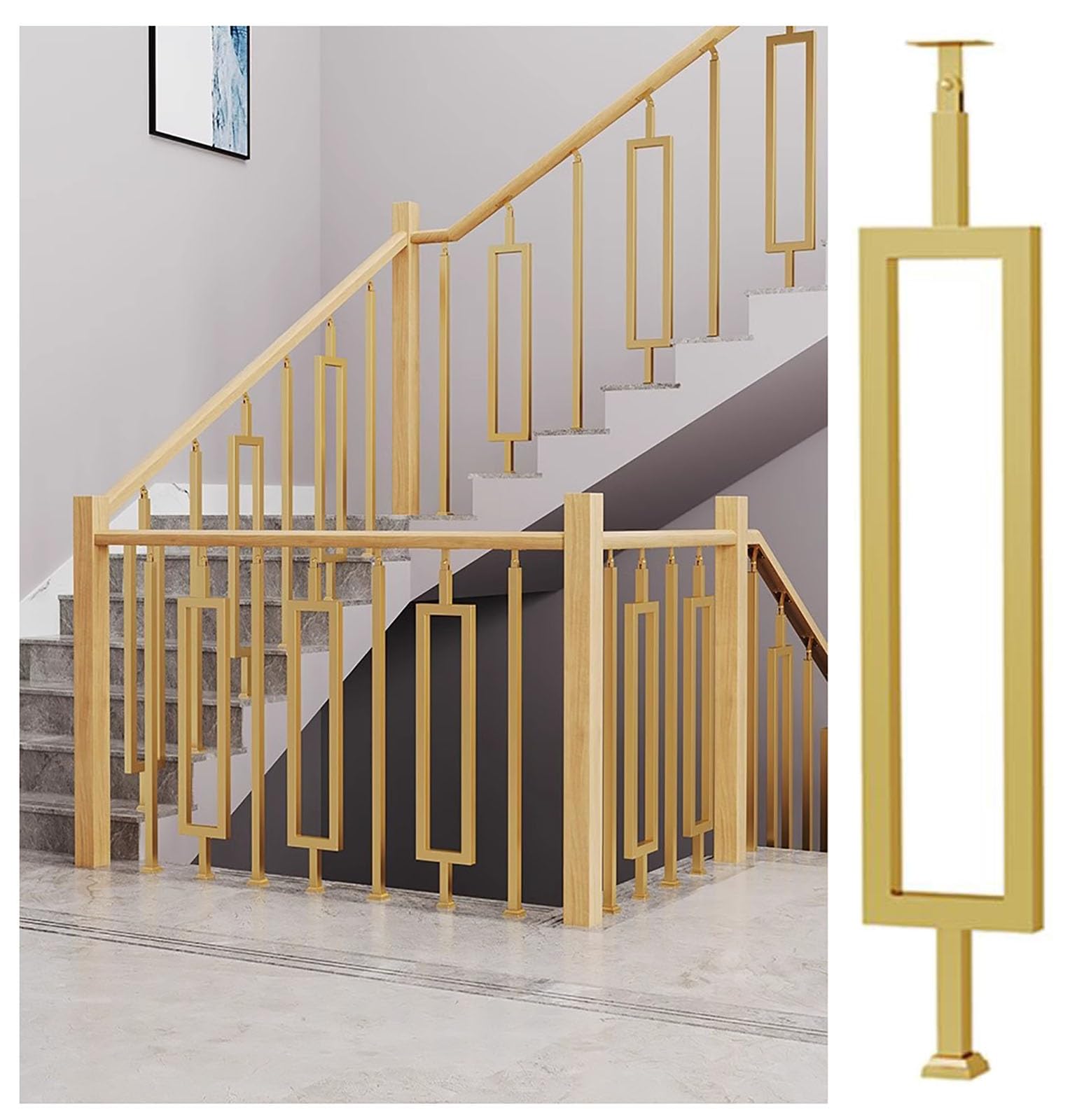 Postes de barandilla para cubiertas y porches con balaustrada rectangular de 4 piezas