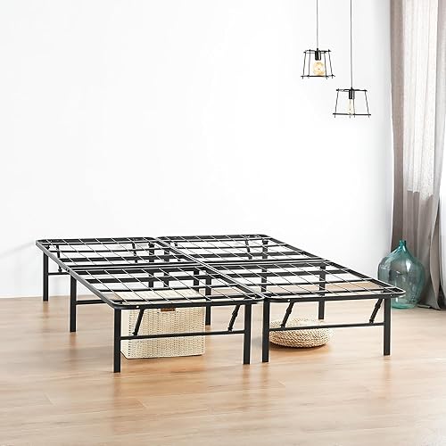 Miniatura 4 de PrimaSleep Marco de cama de acero resistente de 14 pulgadas, antideslizante, cómodo marco de cama, sin ruido, fácil de montar, color negro, tamaño